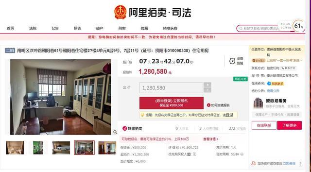 贵州省贵阳市南明区一229平房产将拍卖,以128万元起拍-图片1