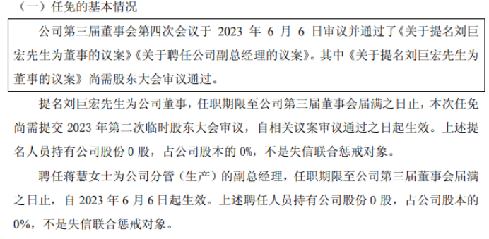 中农华威聘任蒋慧为公司分管（生产）的副总经理2022年公司亏损1570.9万