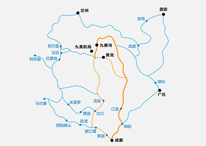 九寨沟旅游线路图 九寨沟交通线路
