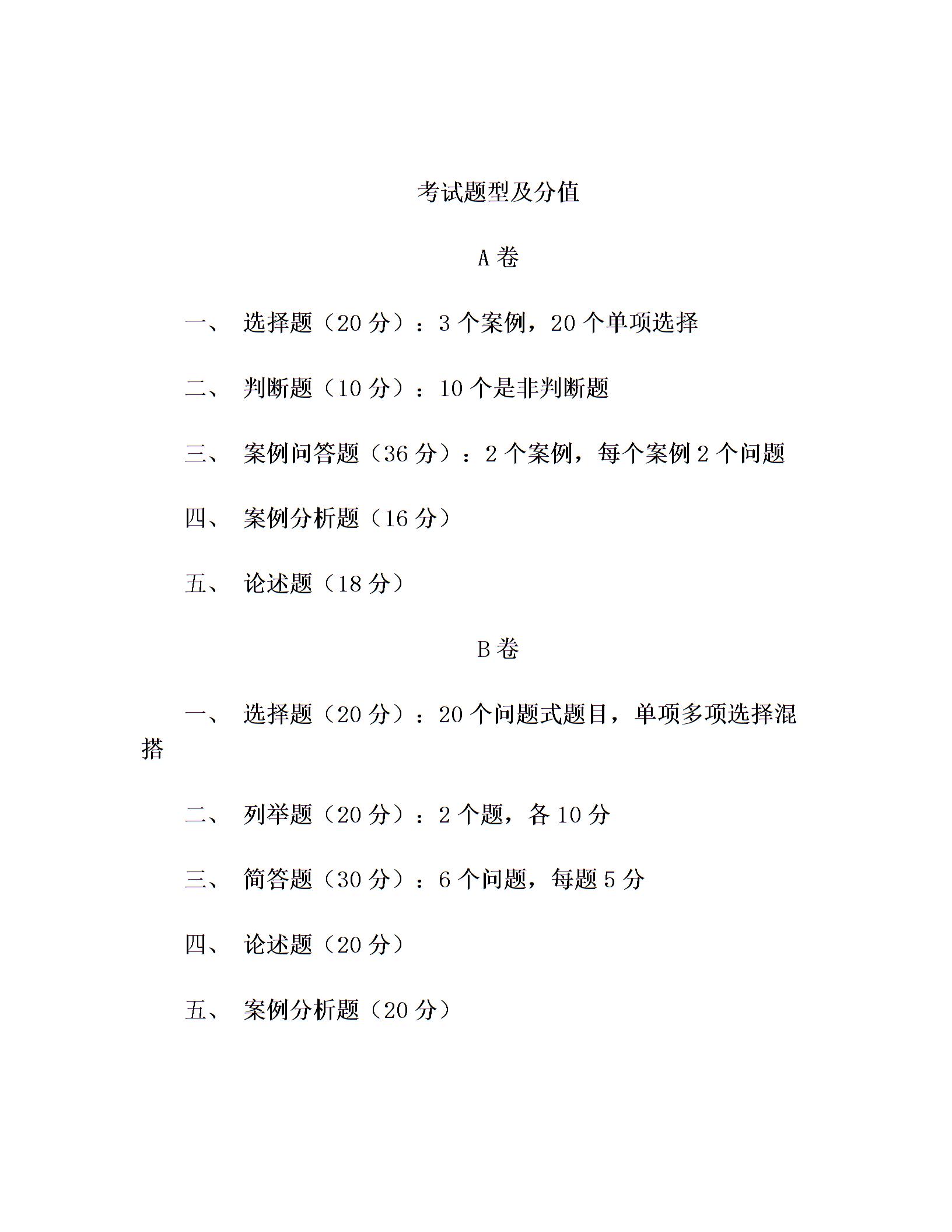 1考试题型及分值